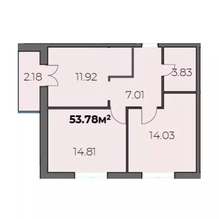 2-комнатная квартира: Адыгейск, ЖК Центральный Двор (53.78 м) - Фото 1