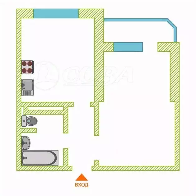 1-к кв. Тюменская область, Тюмень Кремлевская ул., 85 (43.0 м) - Фото 1