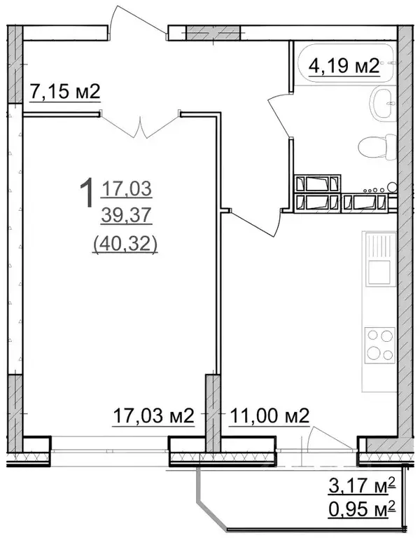 1-к кв. Ярославская область, Ярославль Институтская ул., 13 (40.0 м) - Фото 2
