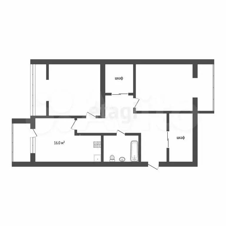 2-к. квартира, 72,6 м, 3/5 эт. - Фото 0