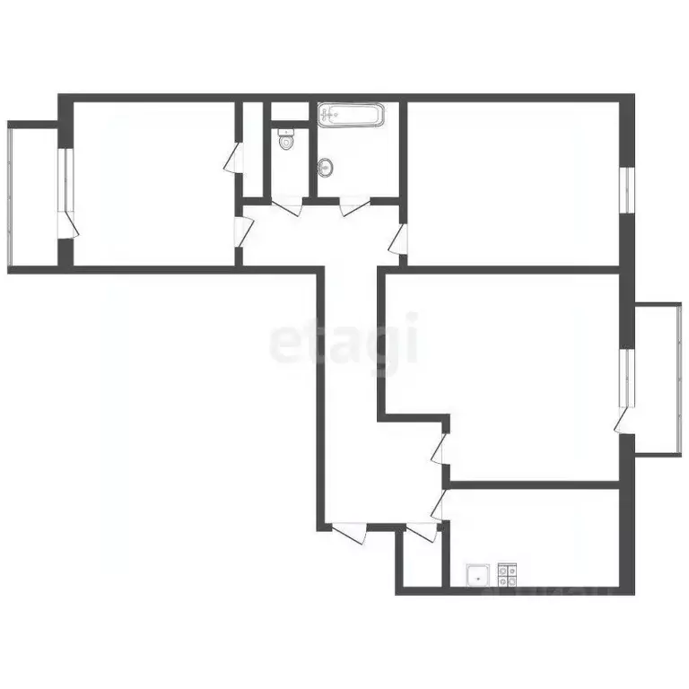 3-к кв. Томская область, Томск ул. Льва Толстого, 77 (64.2 м) - Фото 1