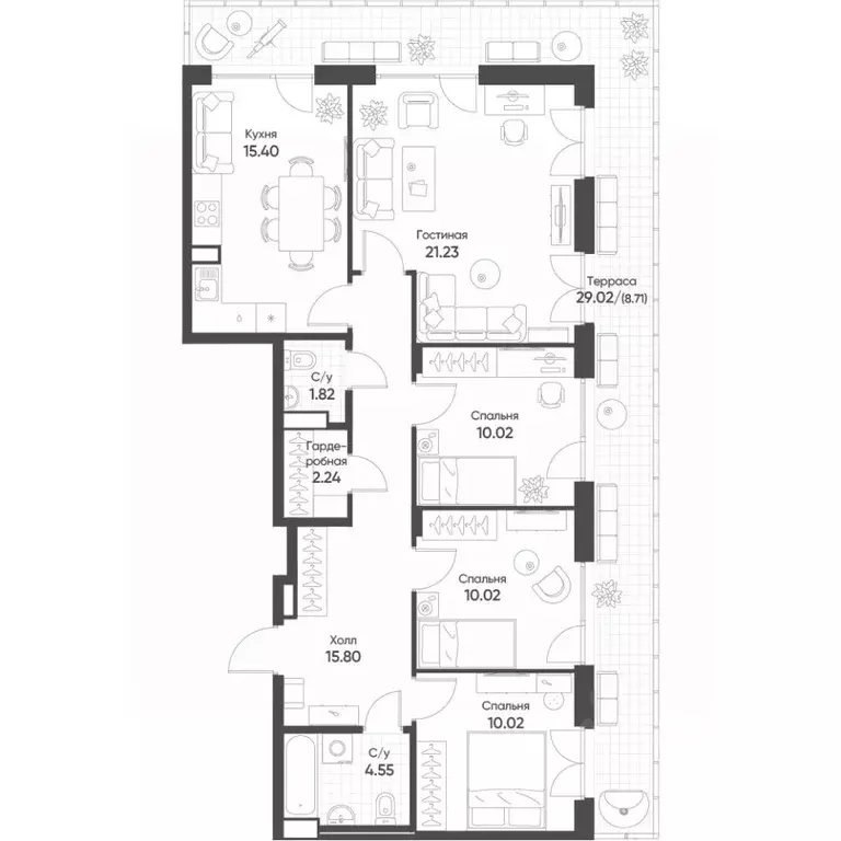 4-к кв. Татарстан, Казань Квартал Сюита жилой комплекс (99.8 м) - Фото 1