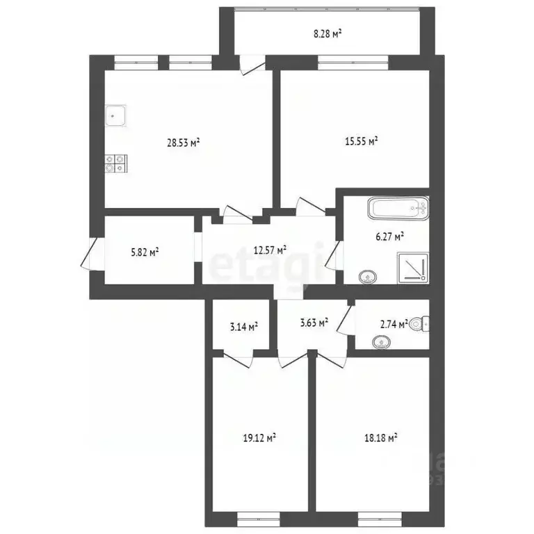 3-к кв. Тюменская область, Тюмень ул. Николая Федорова, 22 (117.2 м) - Фото 2