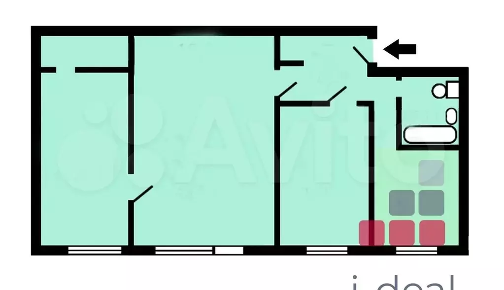 3-к. квартира, 55 м, 1/5 эт. - Фото 0