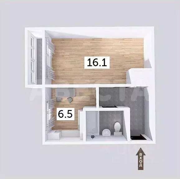 1-к кв. Омская область, Омск Привокзальный мкр, ул. Артема Избышева, ... - Фото 2