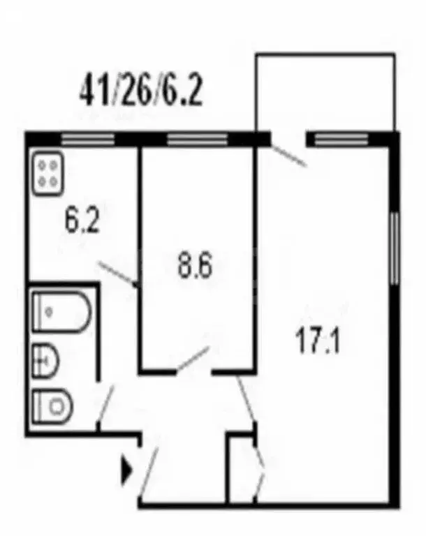 2-комнатная квартира: Ижевск, Воткинское шоссе, 78 (41.3 м) - Фото 1