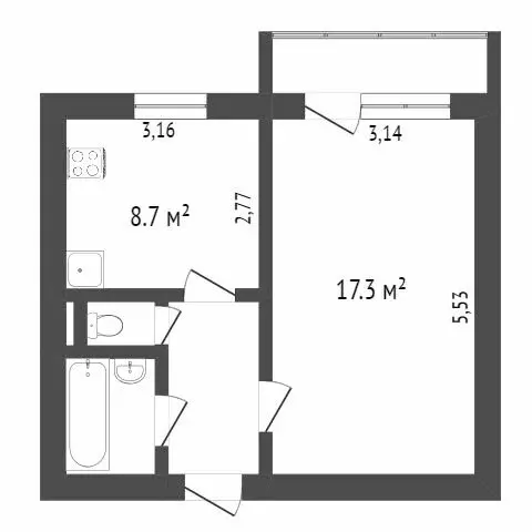 1-комнатная квартира: Белгород, улица Щорса, 49 (35 м) - Фото 0