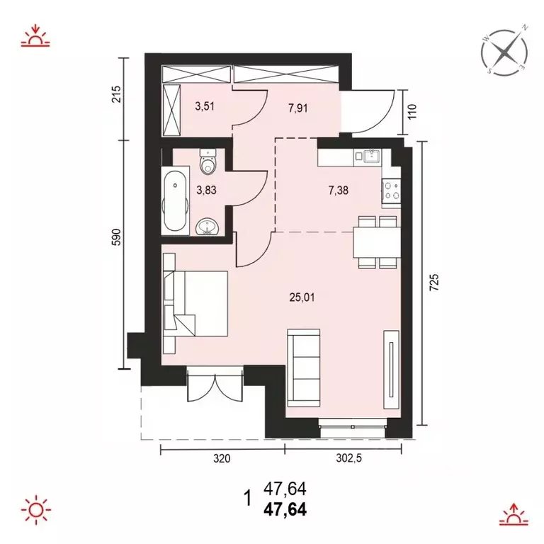 1-к кв. Иркутская область, Иркутск ул. Березовая Роща, 13Б (47.64 м) - Фото 0
