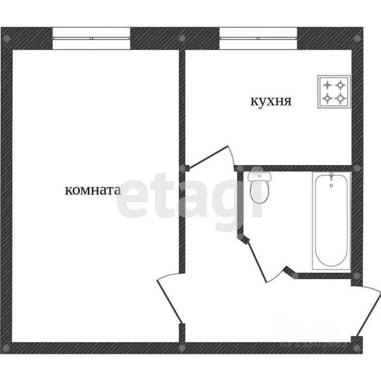 1-к кв. Ханты-Мансийский АО, Сургут ул. 50 лет ВЛКСМ, 11 (29.3 м) - Фото 2
