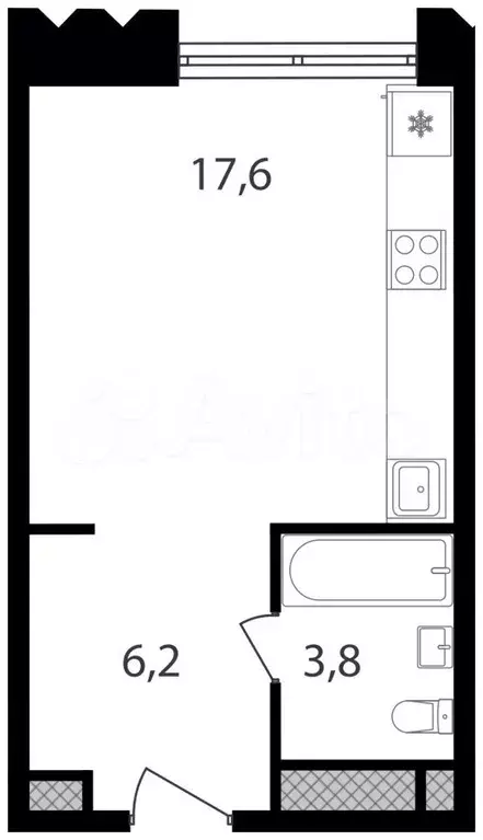 Квартира-студия, 27,6 м, 6/30 эт. - Фото 0