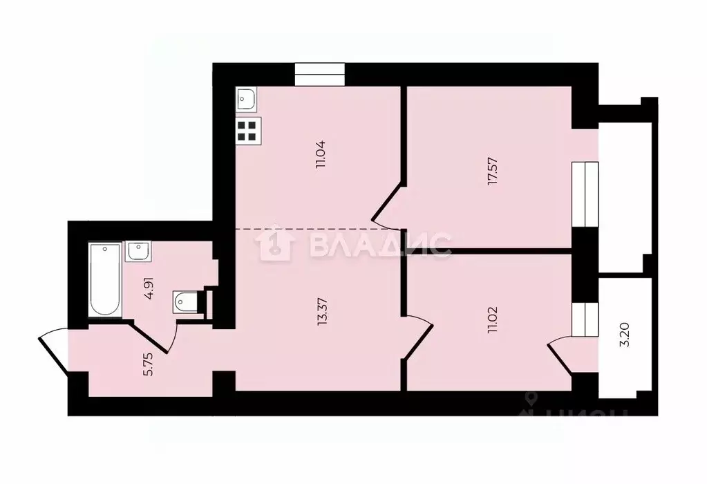 2-к кв. Владимирская область, Владимир ул. Мира, 15 (60.0 м) - Фото 2