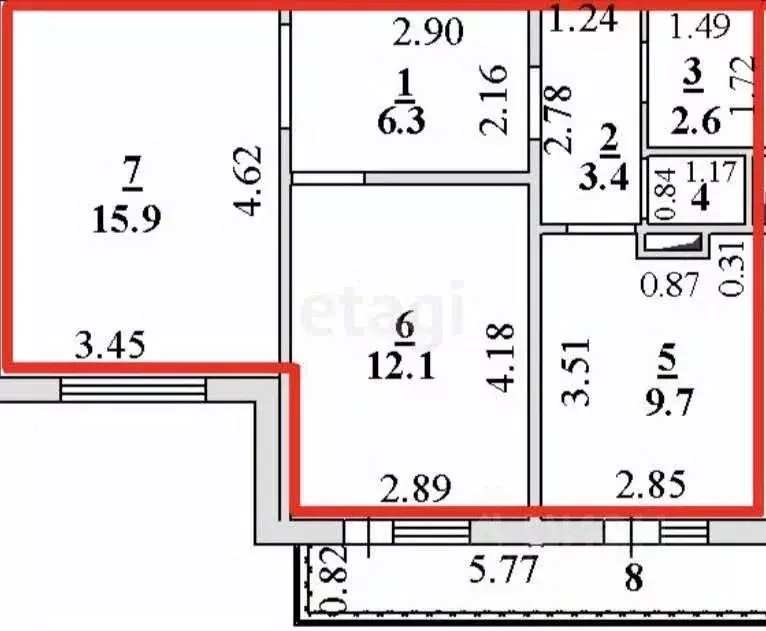 2-к кв. Липецкая область, Липецк ул. Сергея Казьмина, 2 (51.0 м) - Фото 1