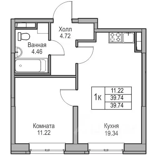 1-к кв. Санкт-Петербург ул. Ивинская, 1к3 (39.74 м) - Фото 0