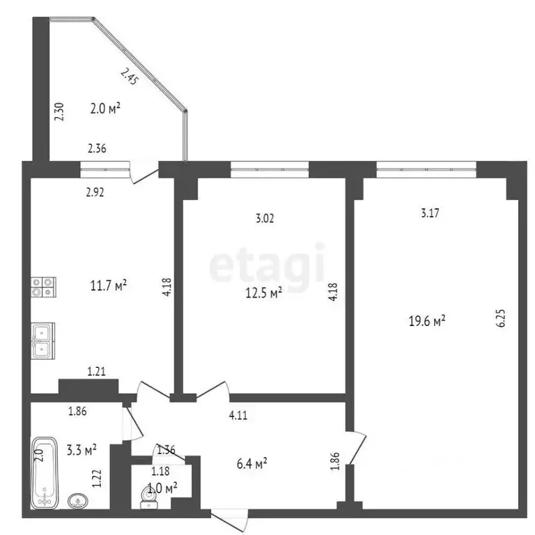 2-к кв. Оренбургская область, Оренбург ул. Кима, 6/1 (60.8 м) - Фото 1