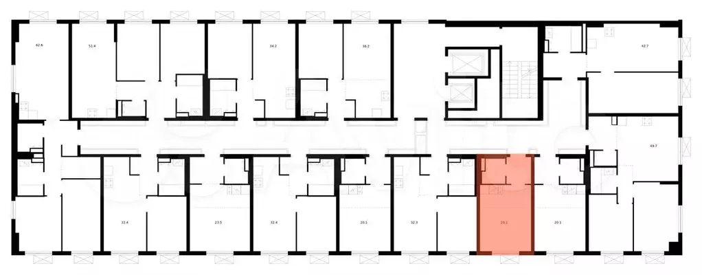 Квартира-студия, 20,1 м, 14/15 эт. - Фото 1