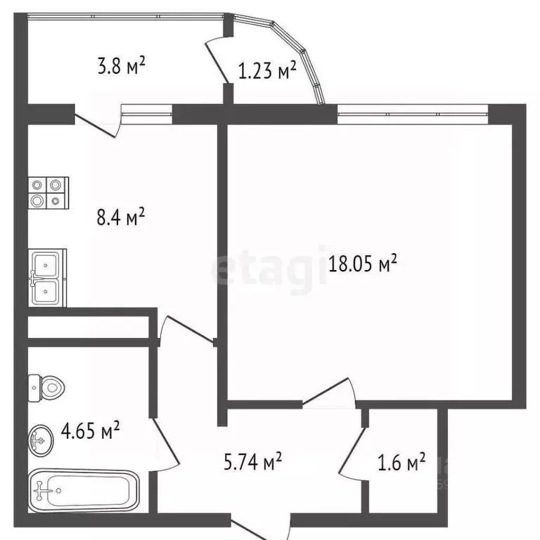 1-к кв. Московская область, Видное ул. Березовая, 18 (38.6 м) - Фото 2