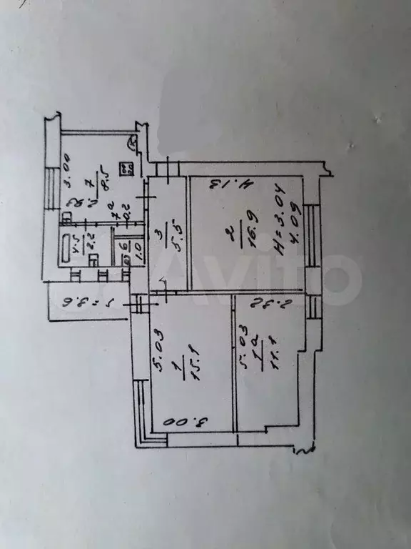 3-к. квартира, 61,6 м, 5/5 эт. - Фото 0