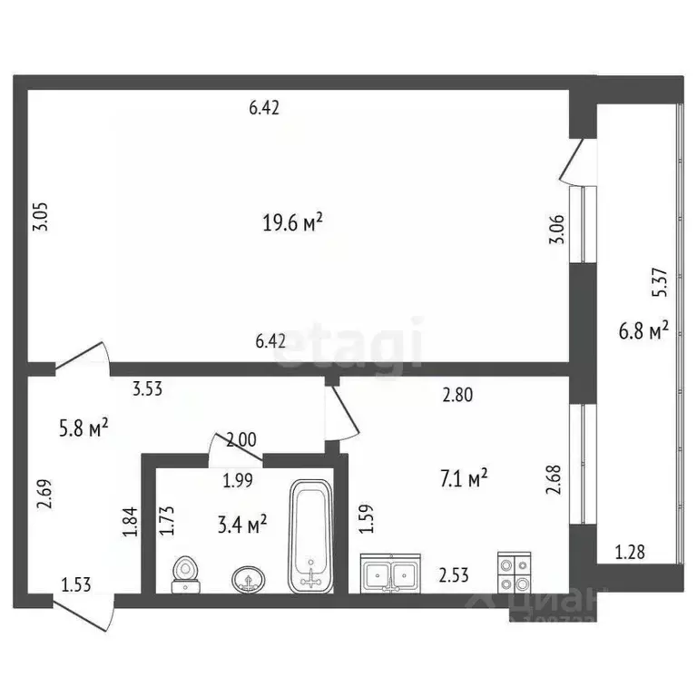 1-к кв. Башкортостан, Стерлитамак ул. Строителей, 12 (36.2 м) - Фото 2