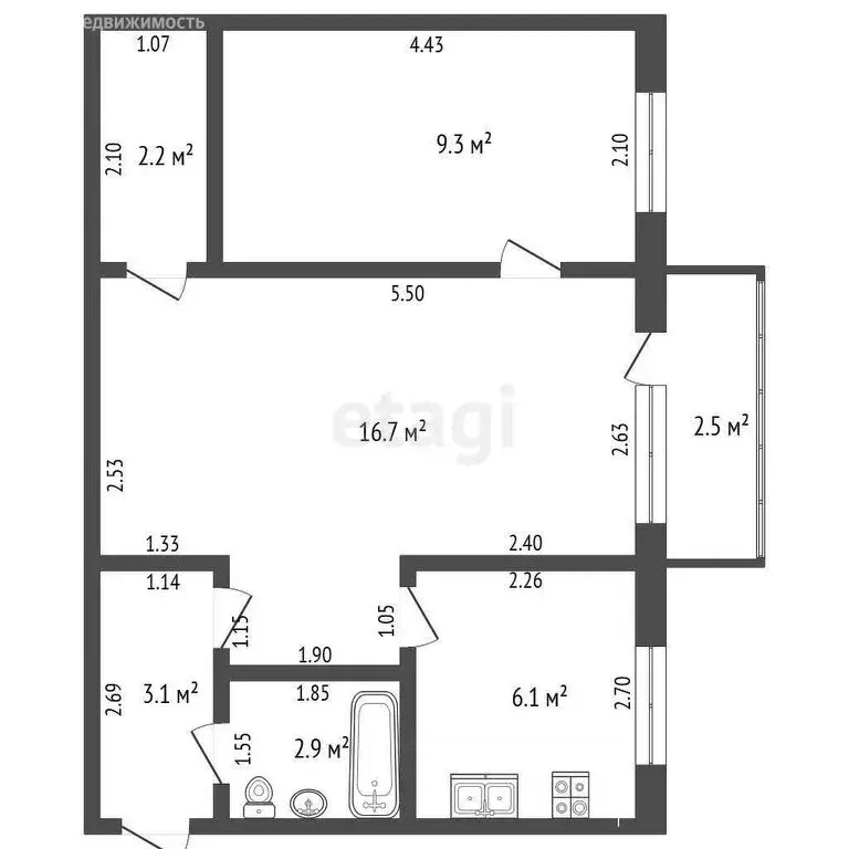 2-комнатная квартира: Бельское, улица Мира, 37 (40.3 м) - Фото 1