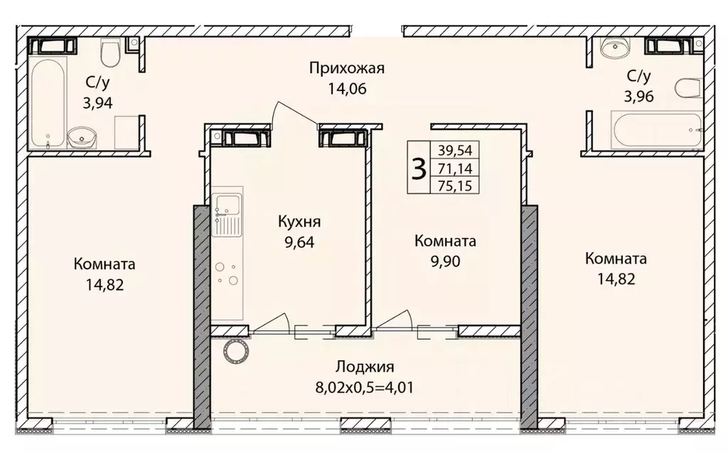 3-к кв. Севастополь ул. Братьев Манганари, 30к1 (75.15 м) - Фото 0