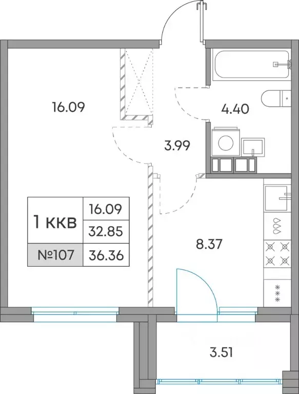 1-к кв. Карелия, Петрозаводск Александровский Завод тер.,  (36.36 м) - Фото 1