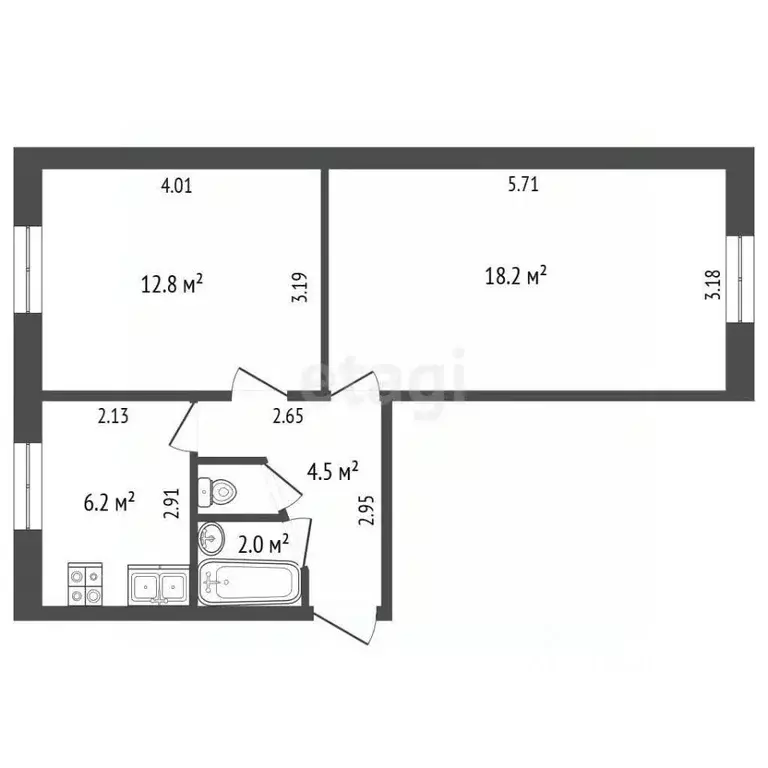 2-к кв. Калужская область, Бабынинский муниципальный округ, Воротынск ... - Фото 2