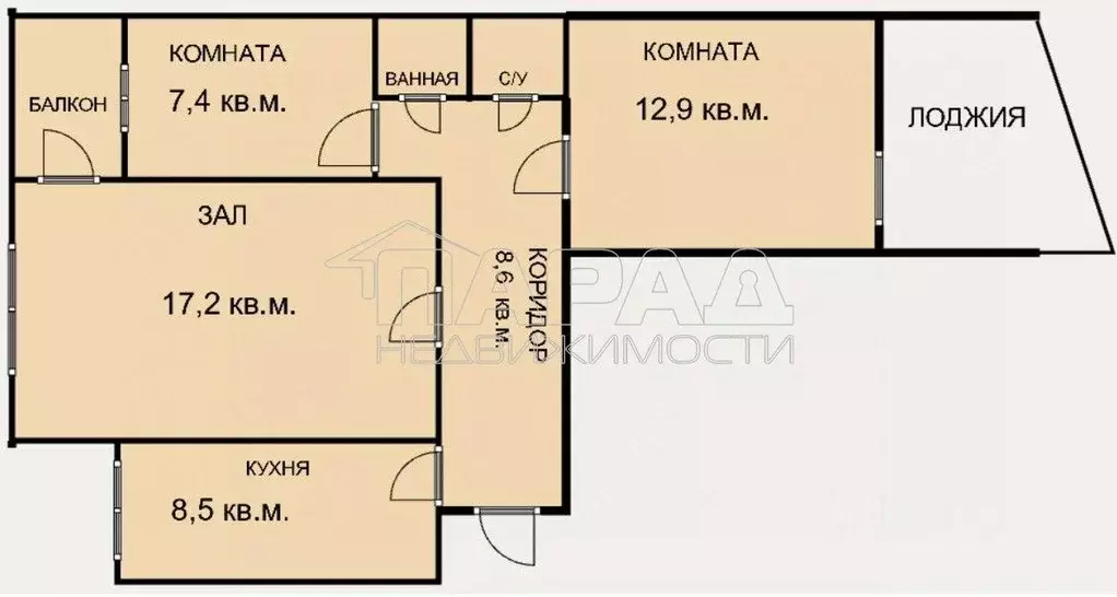 3-к кв. Крым, Симферополь ул. Маршала Жукова, 33 (63.7 м) - Фото 1