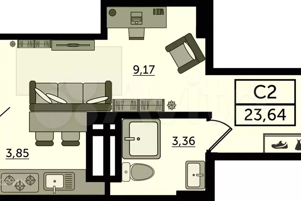 Квартира-студия, 24 м, 9/24 эт. - Фото 0