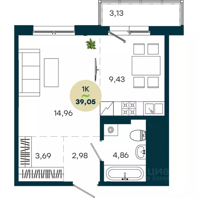 1-к кв. Иркутская область, Иркутск ул. Безбокова, 7А (39.05 м) - Фото 1