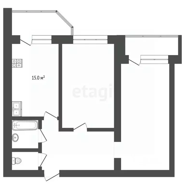 2-к кв. Тюменская область, Тюмень ул. Мельникайте, 138А/1 (61.6 м) - Фото 2