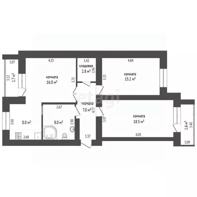 3-к кв. Забайкальский край, Чита Угданская ул., 1А (75.1 м) - Фото 2