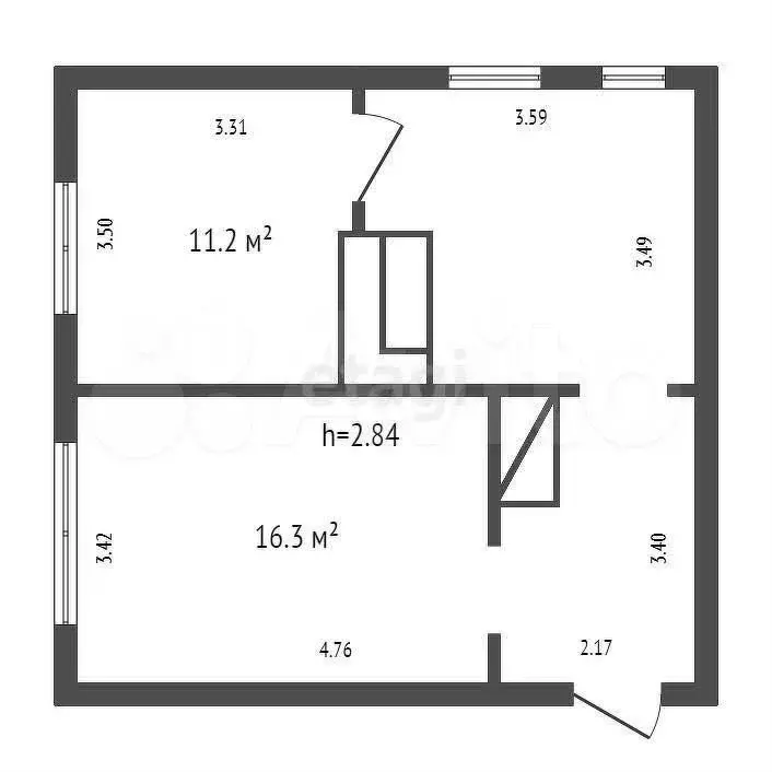 2-к. квартира, 45,5 м, 2/2 эт. - Фото 0