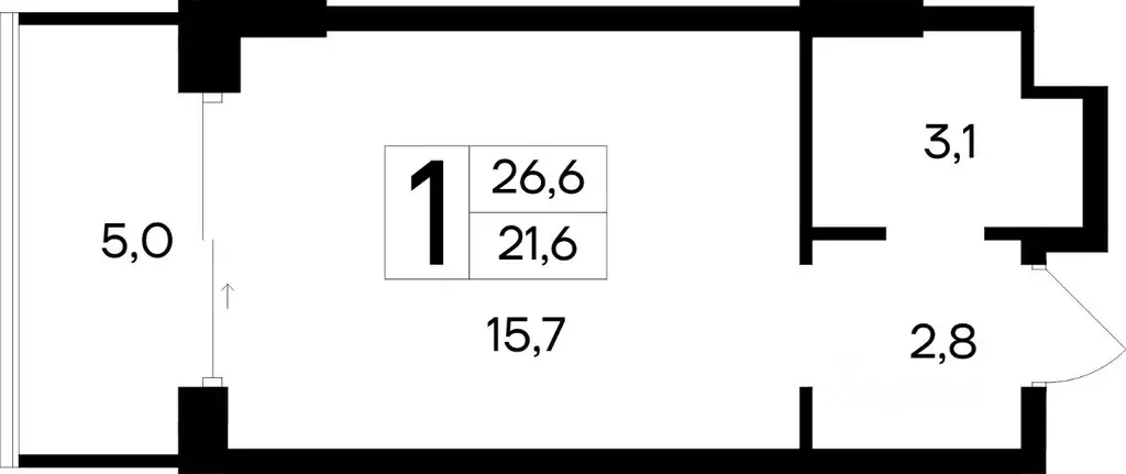 1-к кв. Крым, Евпатория Курортный кв-л,  (26.6 м) - Фото 1