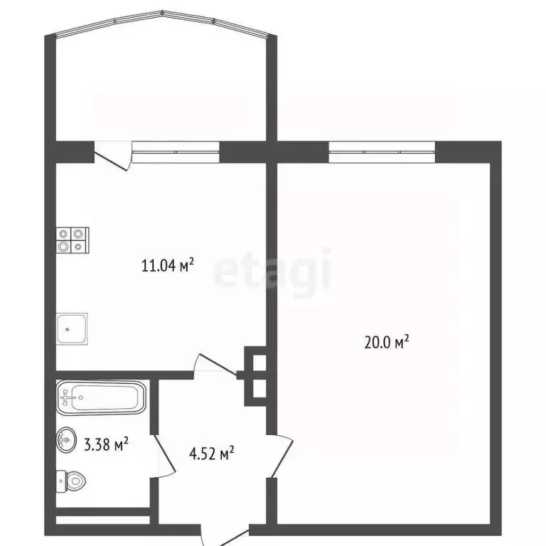 1-к кв. Саха (Якутия), Якутск ул. Кузьмина, 21 (38.9 м) - Фото 2