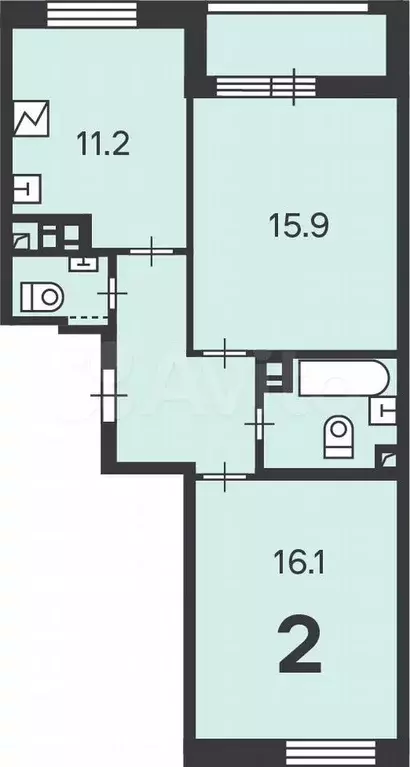 Аукцион: 2-к. квартира, 56,6 м, 5/15 эт. - Фото 1