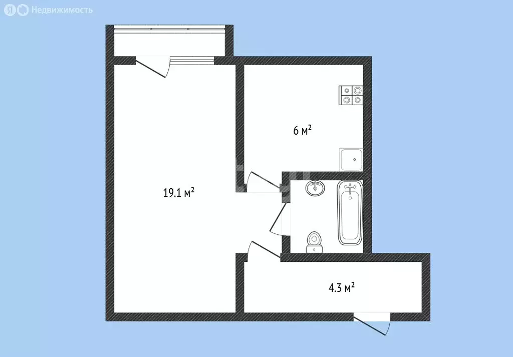 1-комнатная квартира: Черкесск, улица Лободина, 45 (32.3 м) - Фото 1
