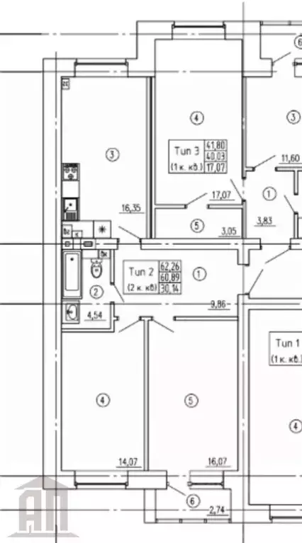2-к кв. Тверская область, Тверь Псковская ул., 24В (63.0 м) - Фото 2