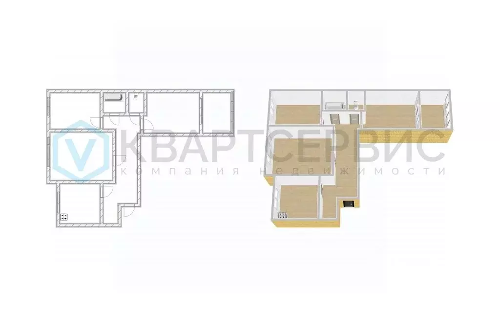 3-к кв. Омская область, Омск просп. Комарова, 27 (63.1 м) - Фото 2