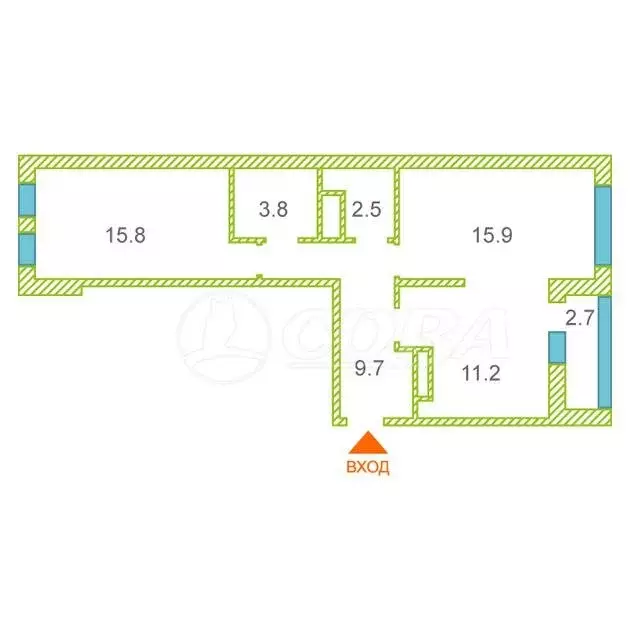 2-комнатная квартира: Тюмень, улица Пожарных и Спасателей, 14 (59.1 м) - Фото 1