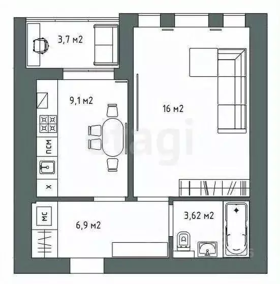 1-к кв. Калининградская область, Калининград Старорусская ул., 29 ... - Фото 2