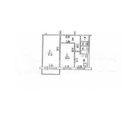 2-к. квартира, 43,9 м, 4/5 эт. - Фото 0