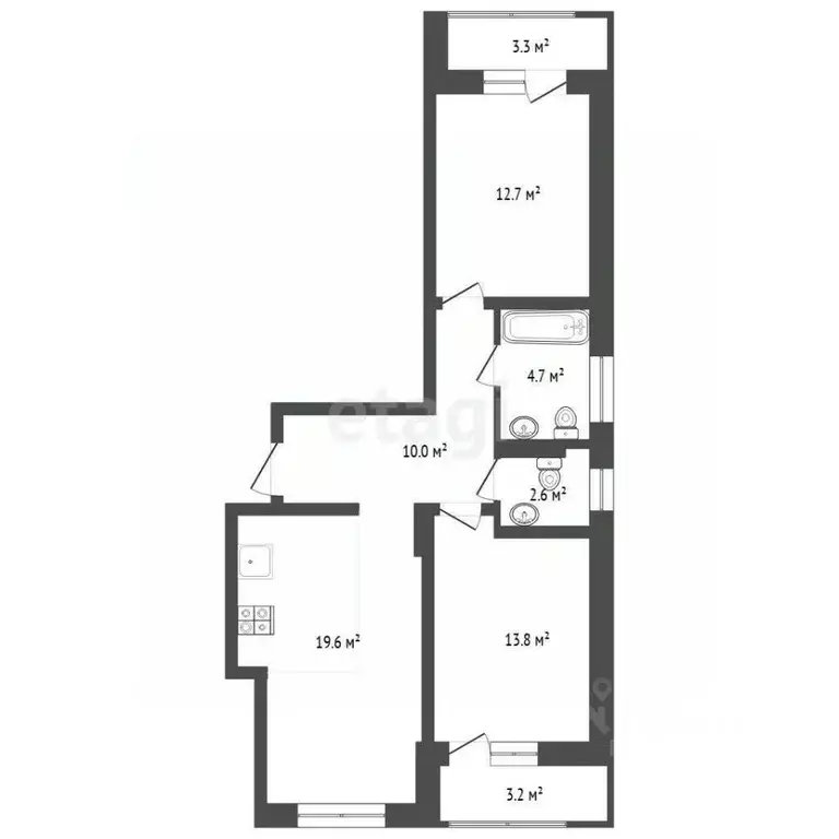 2-к кв. Тюменская область, Тюмень ул. Бориса Прудаева, 4 (64.6 м) - Фото 1