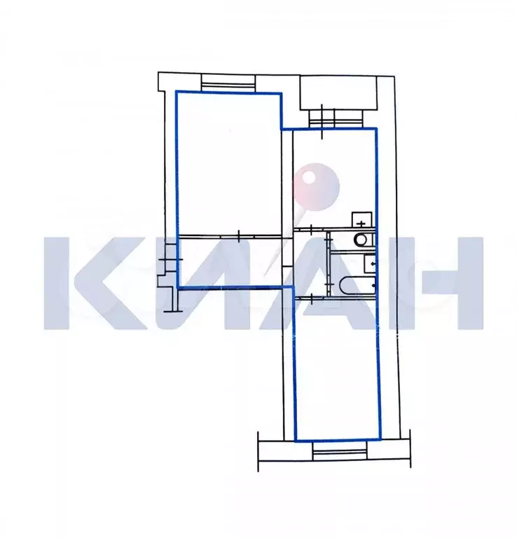 2-к. квартира, 50 м, 4/5 эт. - Фото 0