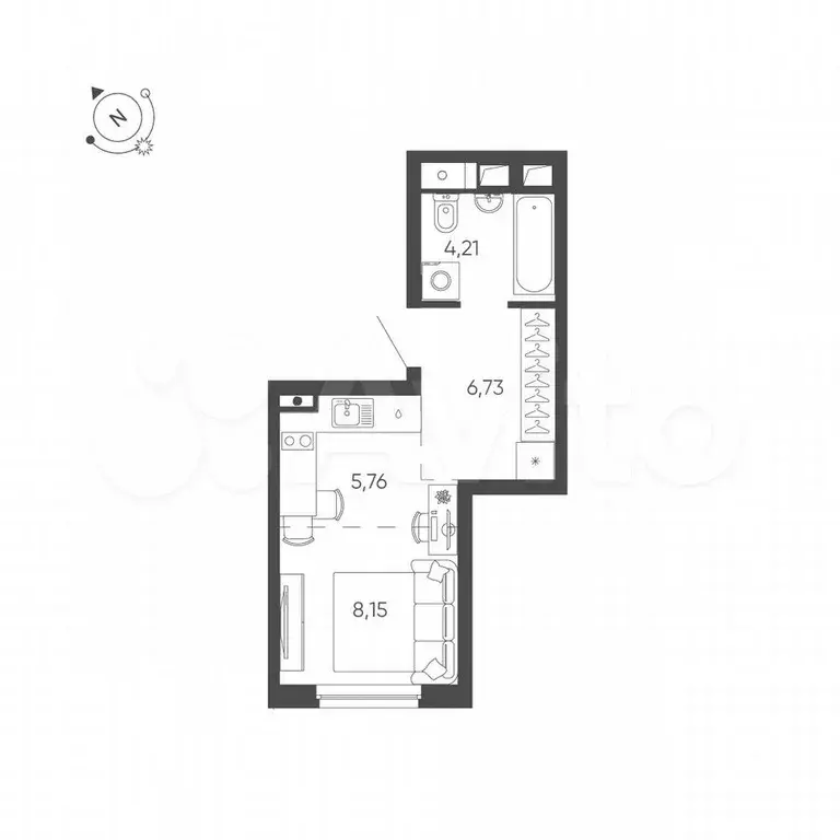Квартира-студия, 24,9 м, 19/24 эт. - Фото 0