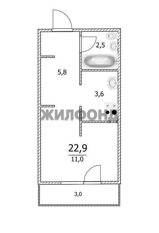 Квартира-студия: Краснообск, Центральная улица, 10 (26.24 м) - Фото 1
