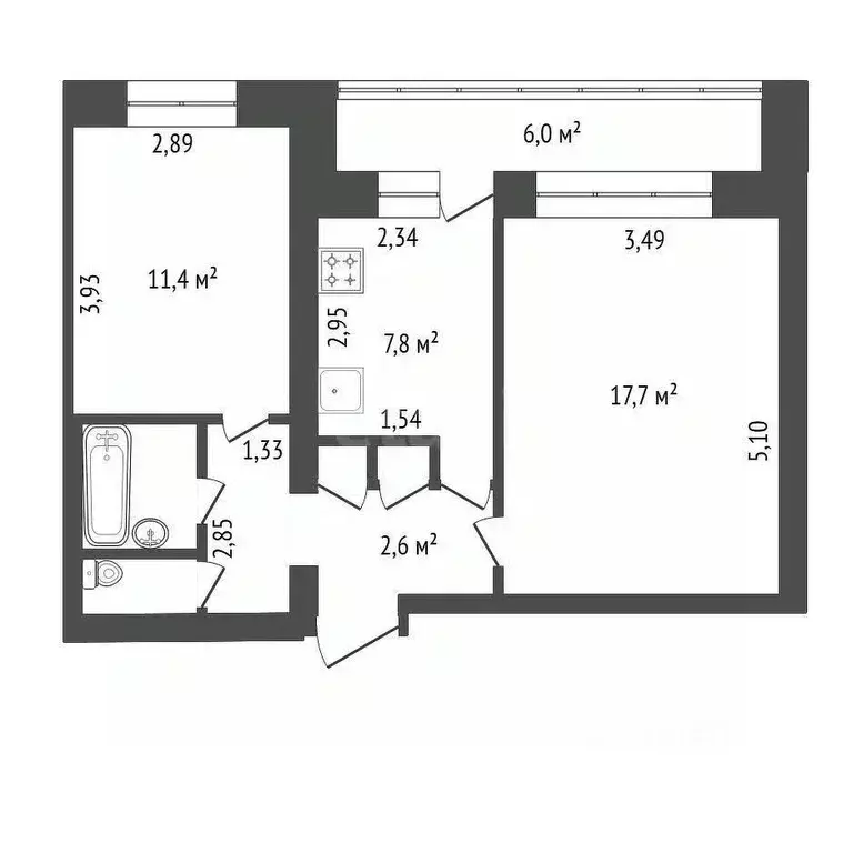 2-к кв. Башкортостан, Уфа Транспортная ул., 46/1 (52.0 м) - Фото 1