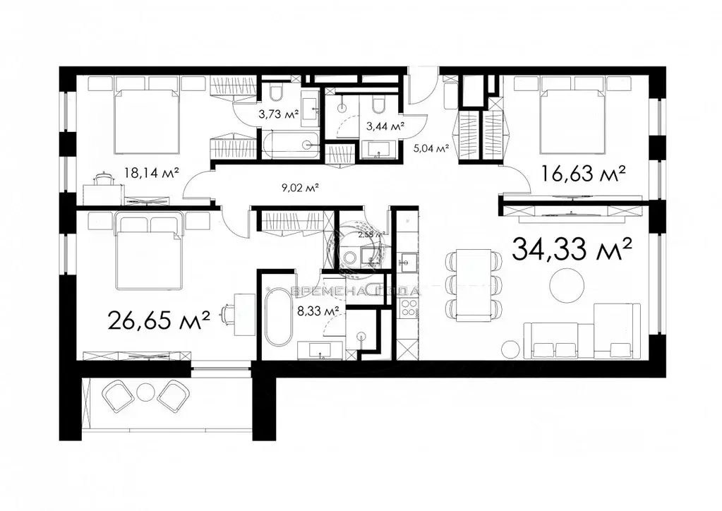 3-к кв. Москва ул. Льва Толстого, 23к1 (131.1 м) - Фото 1