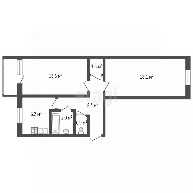 2-к кв. Санкт-Петербург ул. Димитрова, 18К2 (51.0 м) - Фото 2