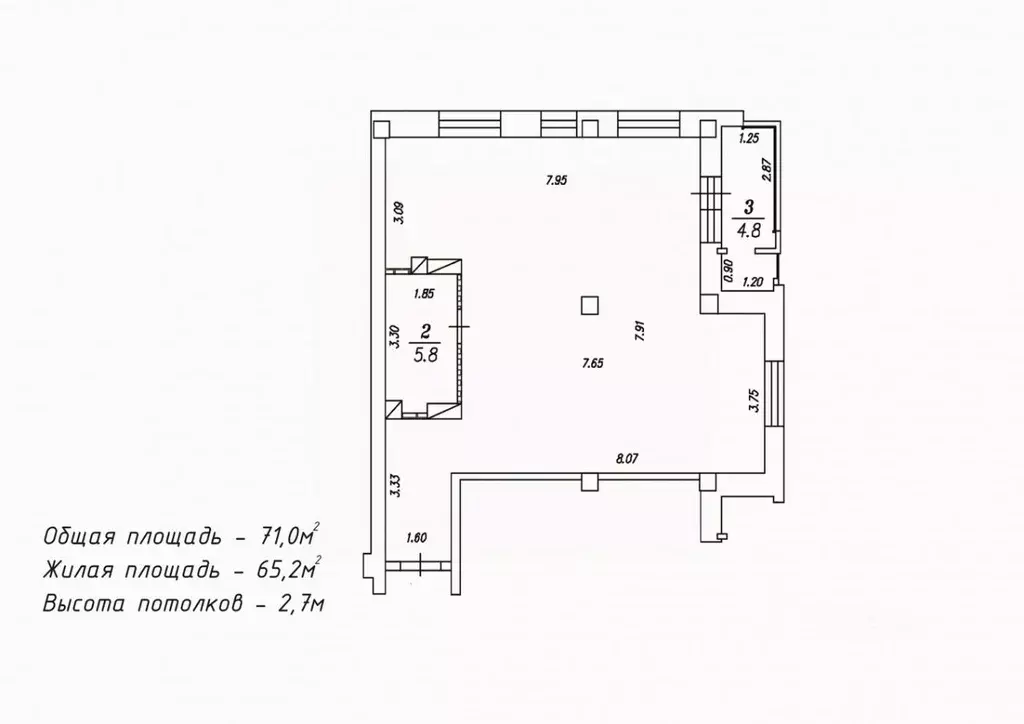 2-к кв. Омская область, Омск просп. Королева, 7 (69.9 м) - Фото 2