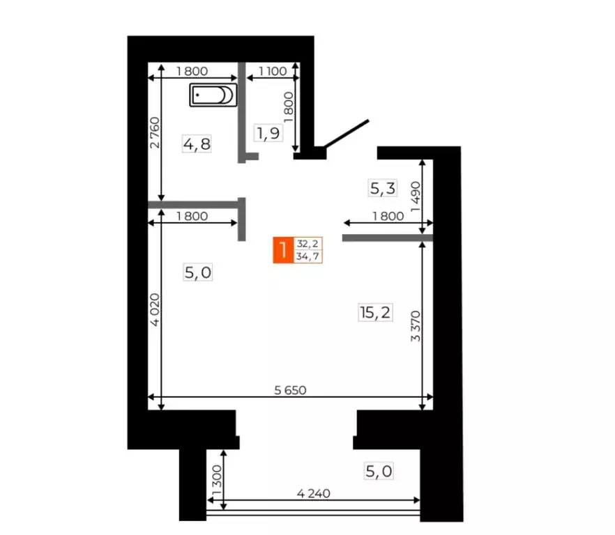 Квартира-студия: Благовещенск, Кузнечная улица, 171 (34.4 м) - Фото 0